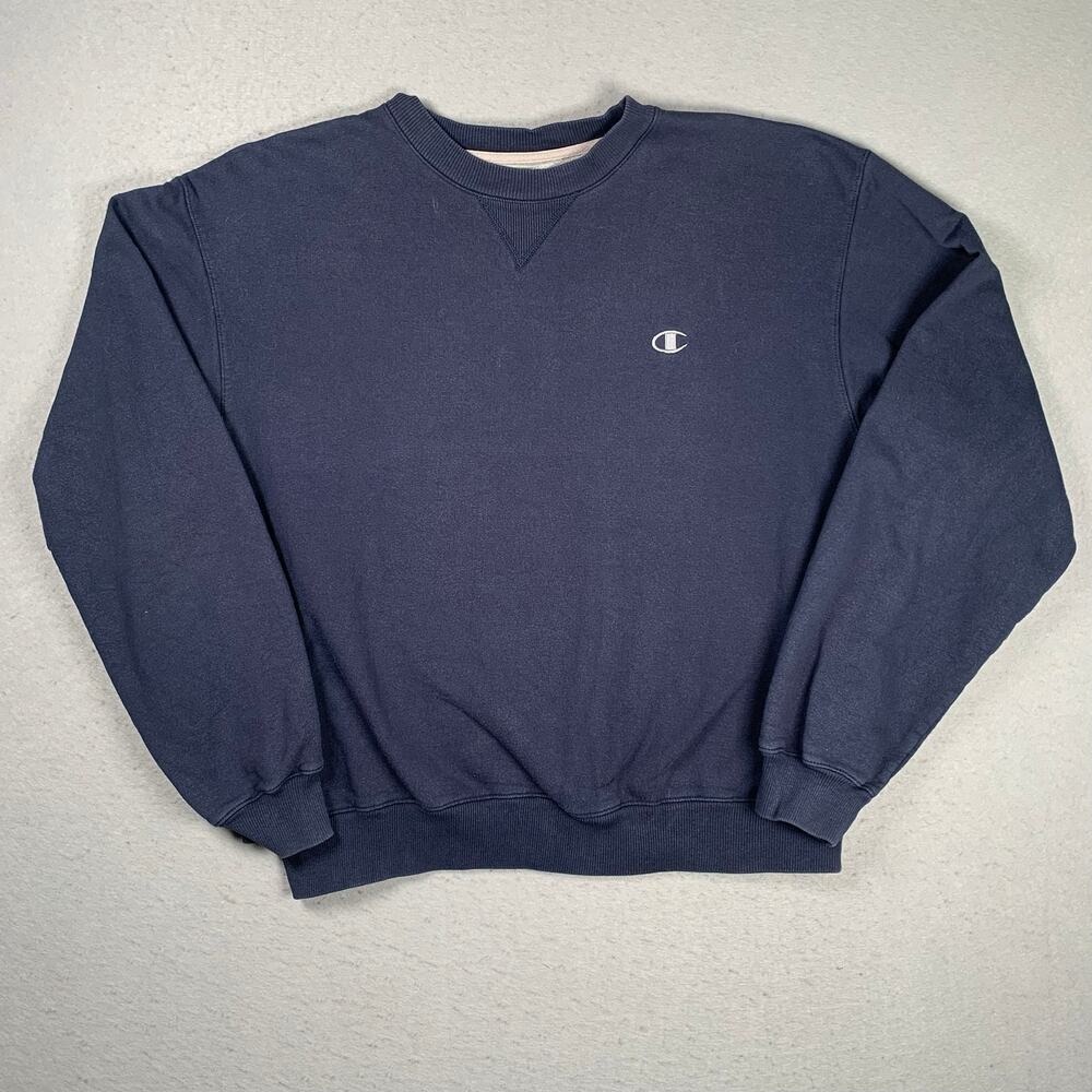 Vintage Champion Sweatshirt Mens Large Navy Blue Crewneck Pullover Athletic